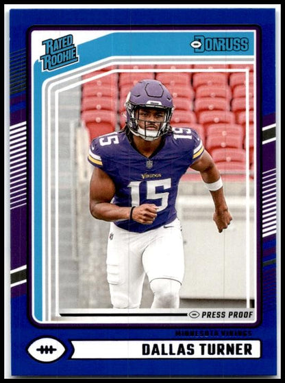 2024 Donruss Press Proof Blue #331 Dallas Turner Rookie Minnesota Vikings