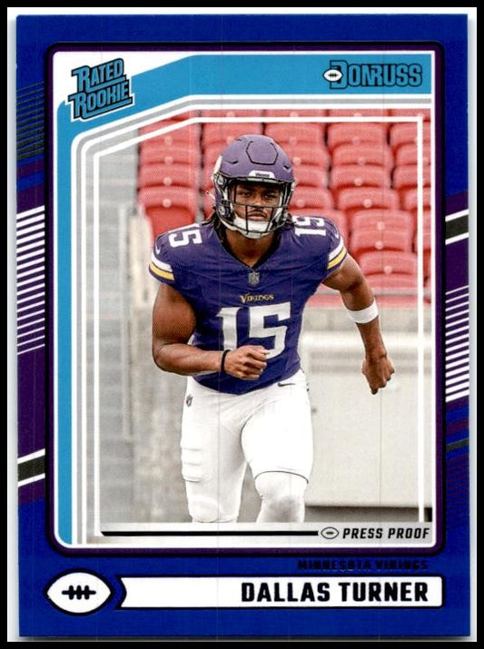 2024 Donruss Press Proof Blue #331 Dallas Turner Rookie Minnesota Vikings