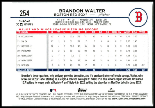 2024 Topps X-Fractor #193 Brandon Walter Boston Red Sox