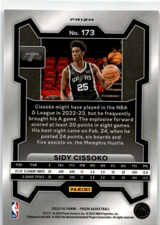 2023-24 Panini Prizm Prizms Silver #173 Sidy Cissoko Rookie San Antonio Spurs