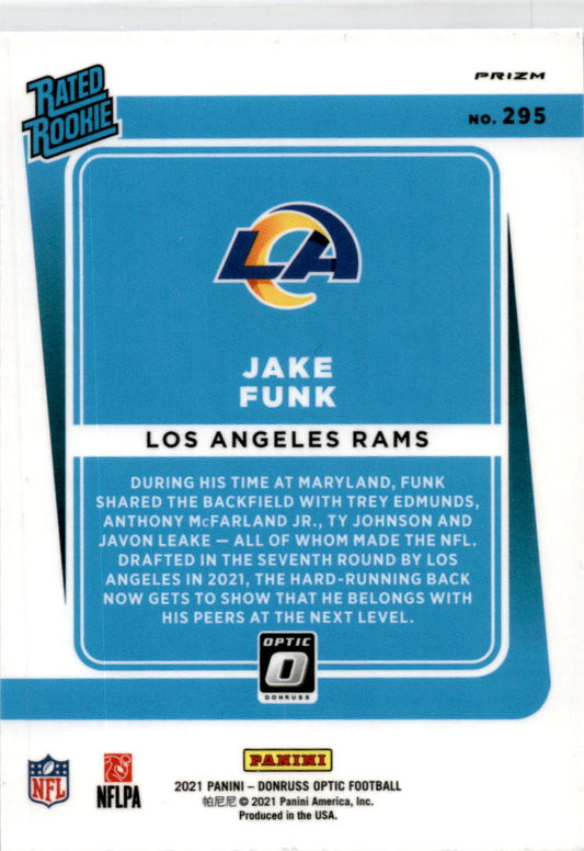 2021 Donruss Optic Blue Hyper #295 Jake Funk Los Angeles Rams