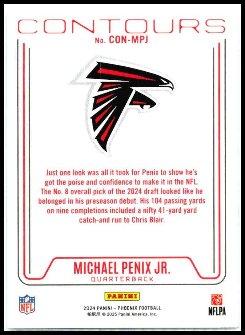 2024 Panini Phoenix Contours #CON-MPJ Michael Penix Jr. Atlanta Falcons