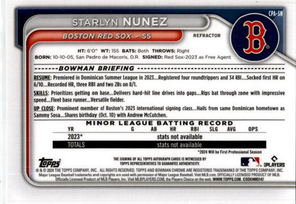 2024 Bowman Chrome Refractors #CPA-SN Starlyn Nunez