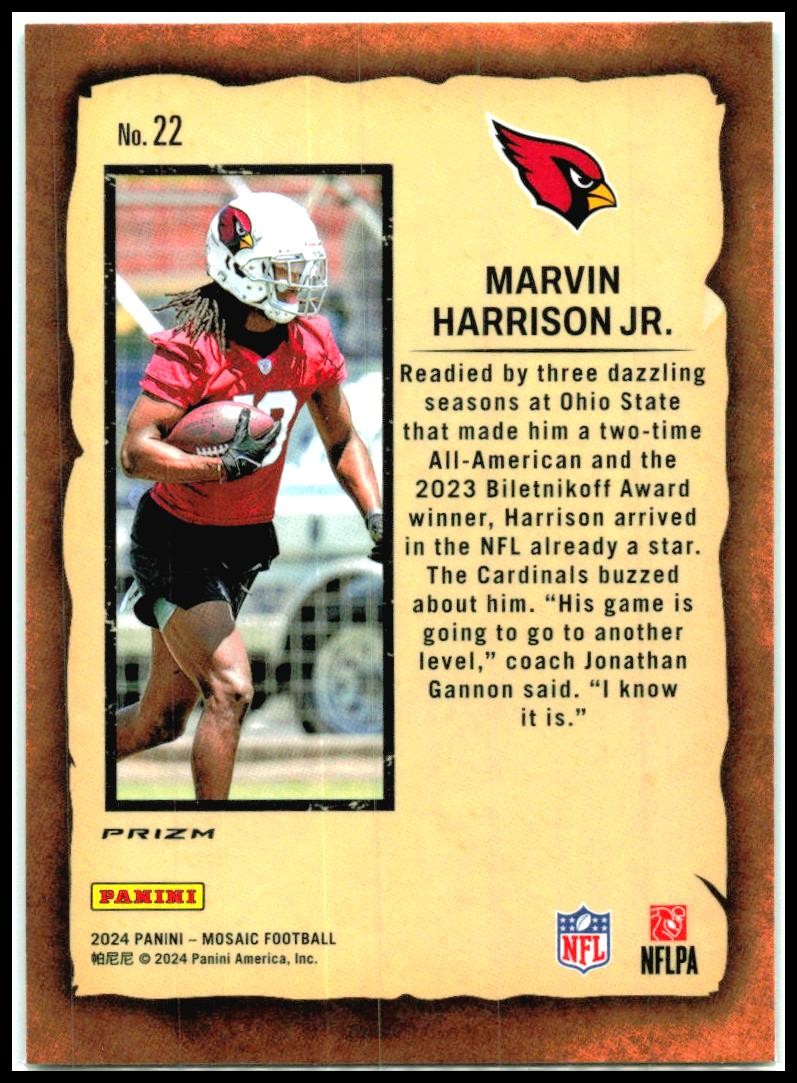 2024 Mosaic Notoriety Mosaic Green #22 Marvin Harrison Jr. Arizona Cardinals