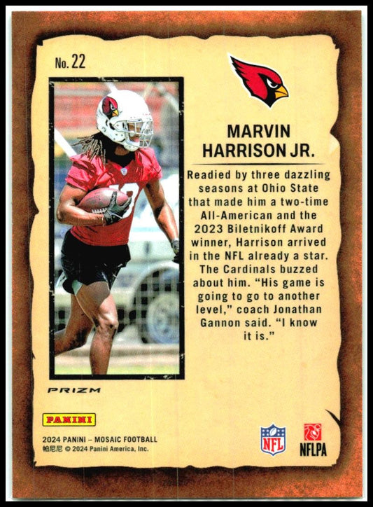 2024 Mosaic Notoriety Mosaic Green #22 Marvin Harrison Jr. Arizona Cardinals