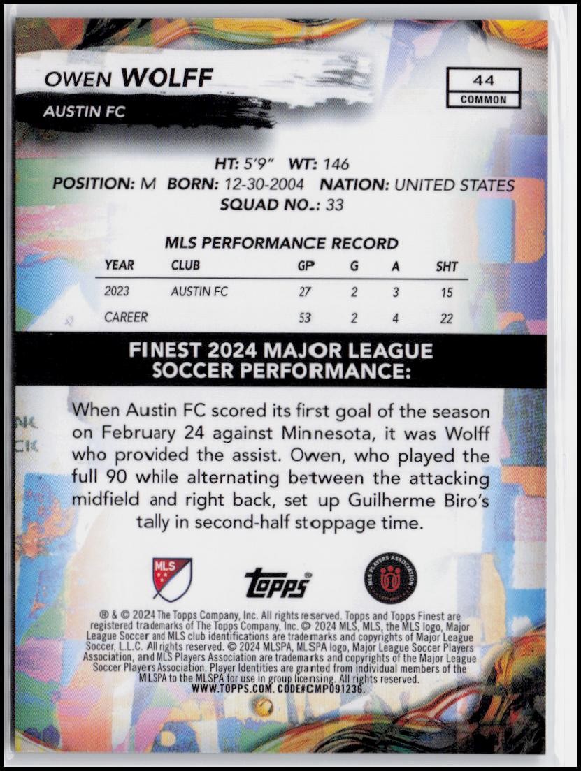 2024 Finest MLS #44 Owen Wolff