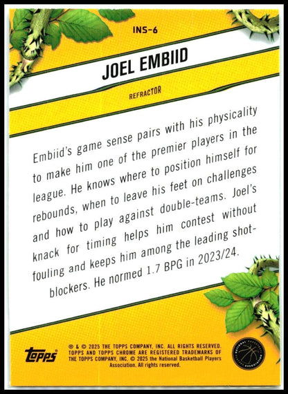 2024-25 Topps Chrome Instinct #INS-6 Joel Embiid Philadelphia 76ers