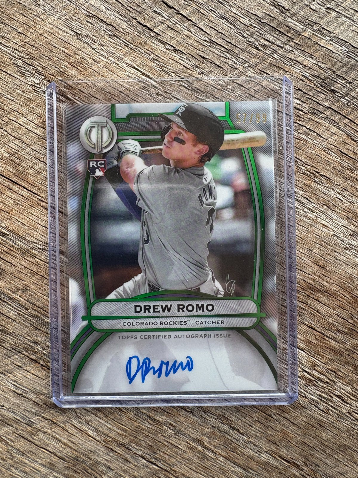 2025 Topps Tribute Green TA-DR Drew Romo RC Auto /99 Colorado Rockies