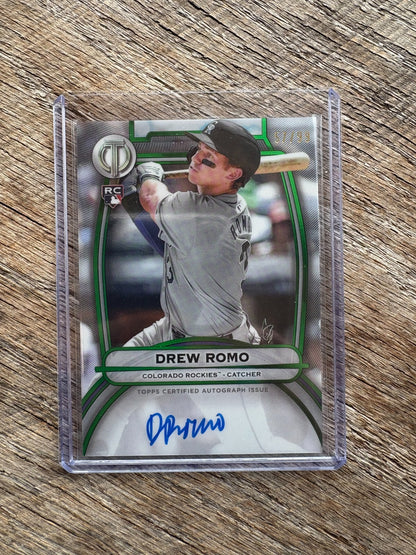 2025 Topps Tribute Green TA-DR Drew Romo RC Auto /99 Colorado Rockies