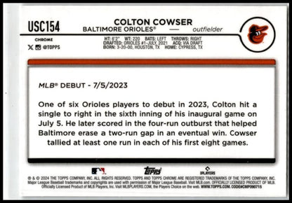 2024 Topps Chrome Update X-Fractors #USC154 Colton Cowser Baltimore Orioles
