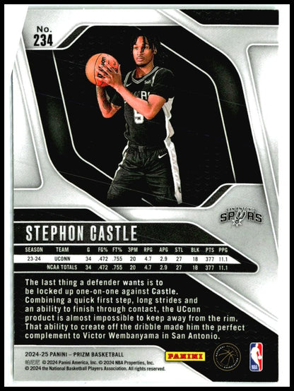 2024-25 Panini Prizm #234 Stephon Castle Rookie San Antonio Spurs