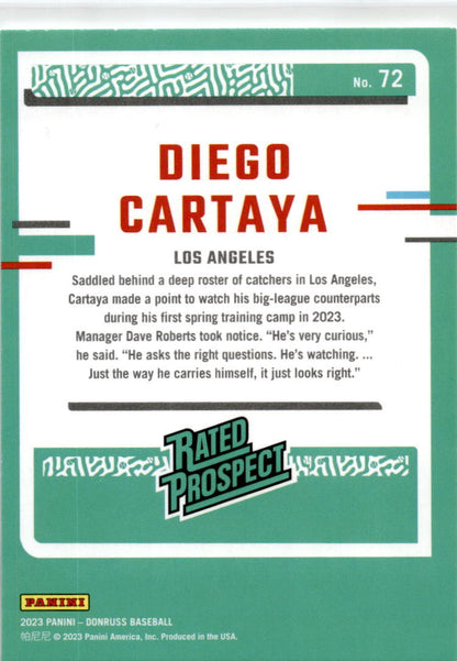 2023 Donruss #72 Diego Cartaya  Rookie Dodgers