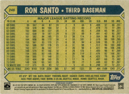 2022 Topps Archives #248 Ron Santo 1987 Topps Design Chicago Cubs