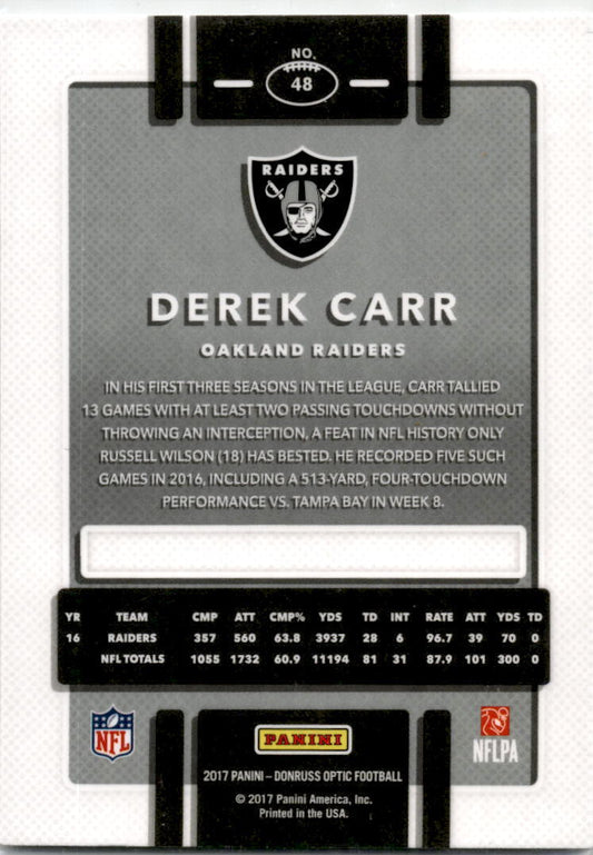 2017 Donruss Optic #48 Derek Carr  Los Vegas Raiders