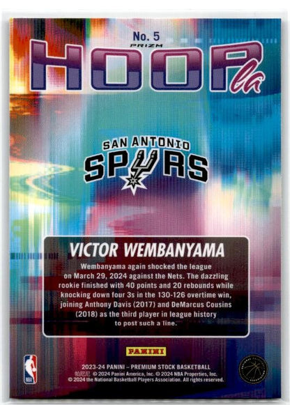 2023-24 Panini Premium Stock Hoopla Silver Prizm #5 Victor Wembanyama Spurs