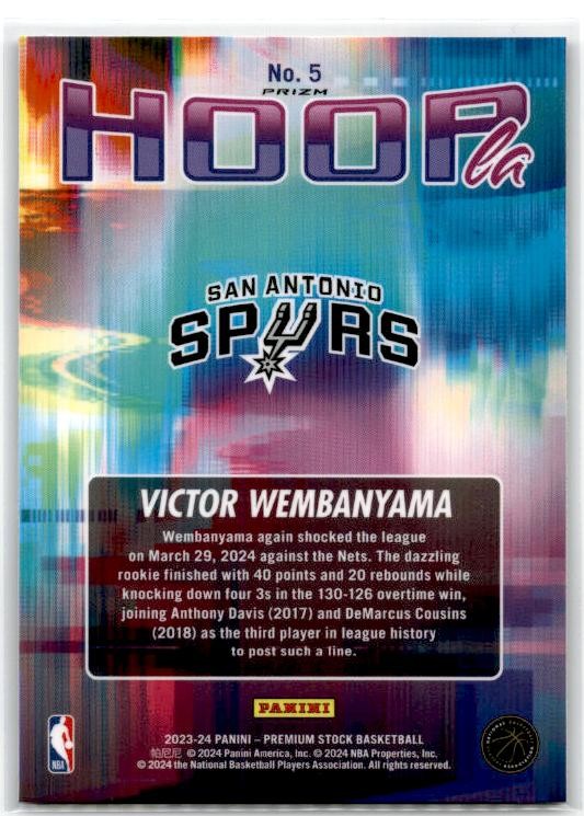 2023-24 Panini Premium Stock Hoopla Silver Prizm #5 Victor Wembanyama Spurs