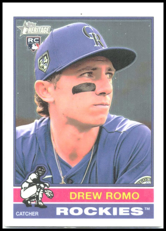2025 Topps Heritage Chrome #386 Drew Romo Rookie Rockies