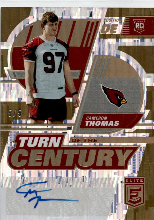 2022 Donruss Elite Gold  #TC-85 Cameron Thomas RC Auto /5 Arizona Cardinals