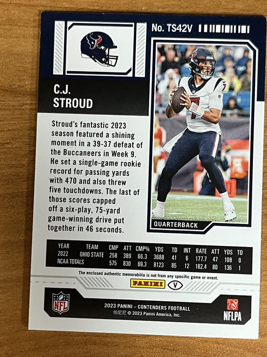 2023i Contenders Rookie Ticket Swatches #TS42V C.J. Stroud Houston Texans