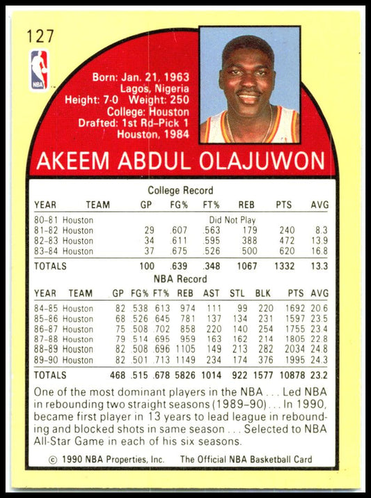 1990-91 Hoops #127 Akeem Olajuwon Houston Rockets