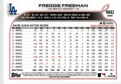 2022 Topps Holiday #HW82 Freddie Freeman Los Angeles Dodgers