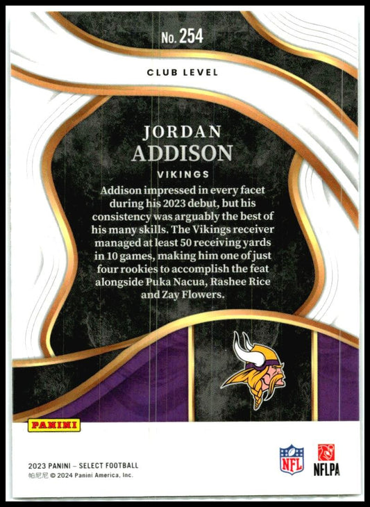 2023 Panini Select #254 Jordan Addison Rookie Minnesota Vikings