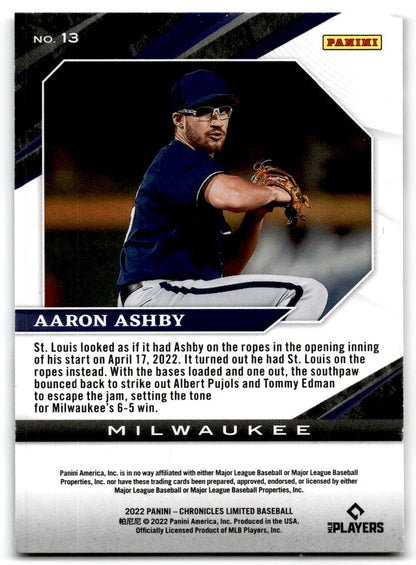 2022 Panini Limited Aaron Ashby Rookie Milwaukee Brewers #13