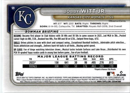 2024 Bowman #59 Bobby Witt Jr. Kansas City Royals
