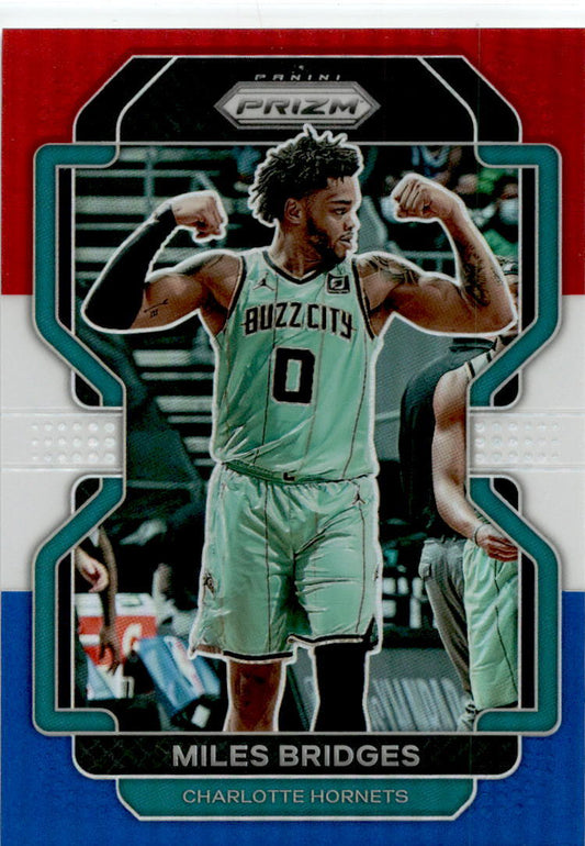 2021-22 Panini Prizm Red White and Blue #132 Miles Bridges Charlotte Hornets