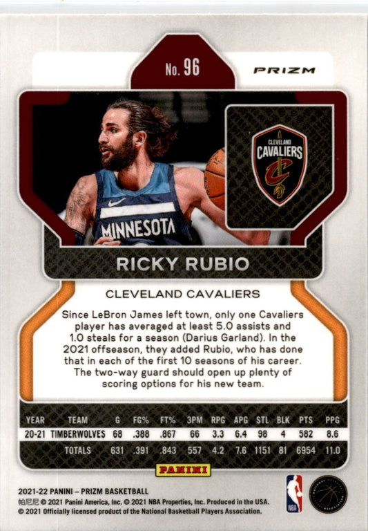 2021-22 Panini Prizm Red White and Blue #96 Ricky Rubio Cleveland Cavaliers