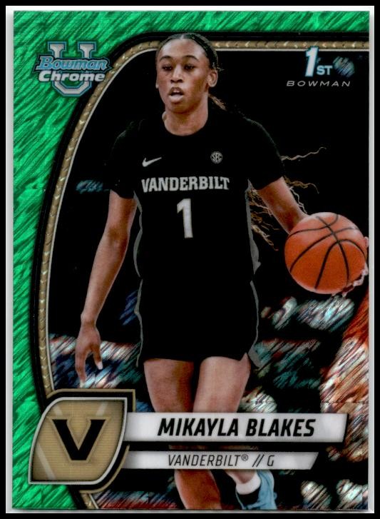 2024-25 Bowman University Chrome Green Shimmer #55 Mikayla Blakes Vanderbilt