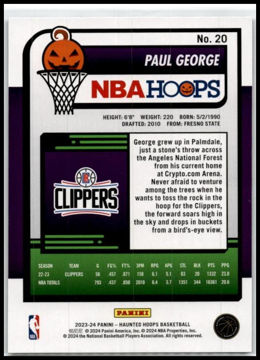2023-24 Hoops Haunted Hoops Holo Webs #20 Paul George Los Angeles Clippers