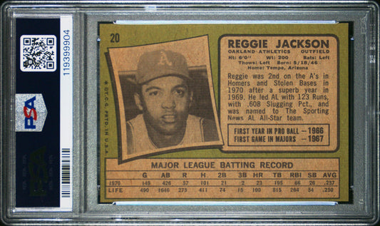 1971 Topps #20 Reggie Jackson Oakland Athletics PSA 4