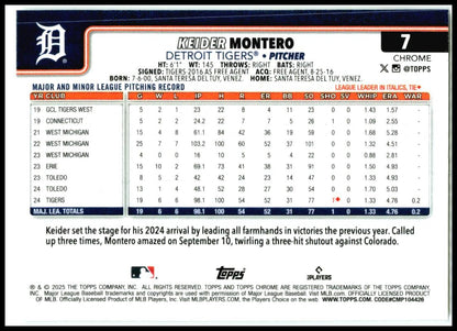 2025 Topps Chrome Prism Refractors #7 Keider Montero Rookie Detroit Tigers