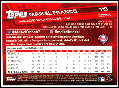 2017 Topps Chrome #119 Maikel Franco Philadelphia Phillies