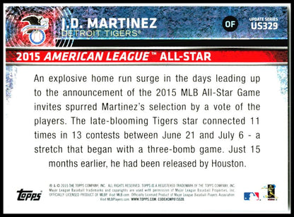 2015 Topps Update #US329 J.D. Martinez Detroit Tigers