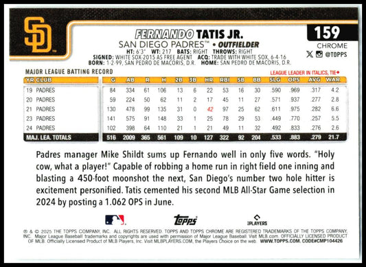 2025 Topps Chrome #159 Fernando Tatis JR Paders