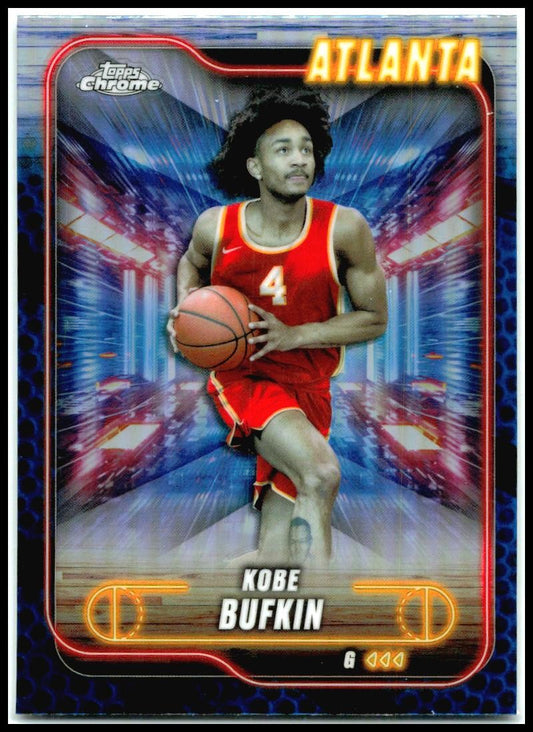 2024-25 Topps Chrome Blue Basketball Refractor #29 Kobe Bufkin Atlanta Hawks