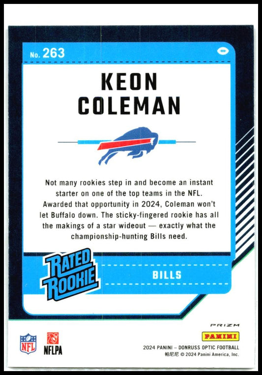2024 Donruss Optic Purple Shock #263 Keon Coleman Buffalo Bills