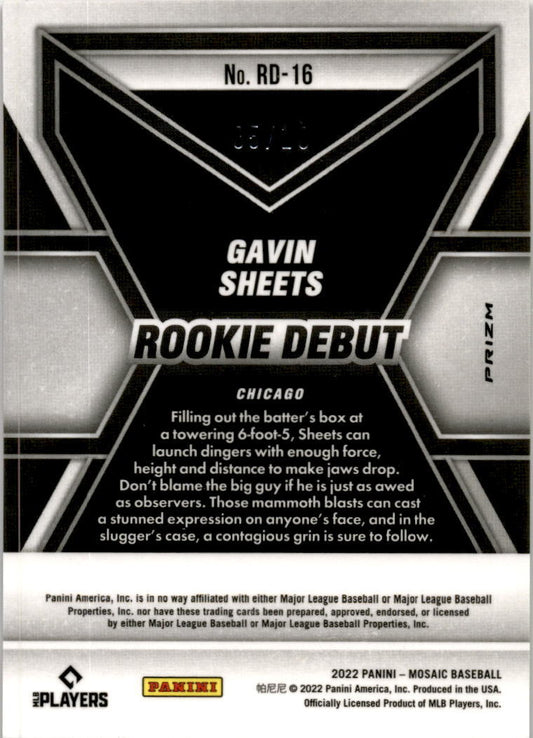 2022 Mosaic Pink Fluorescent #RD-1 Gavin Sheets Chicago White Sox