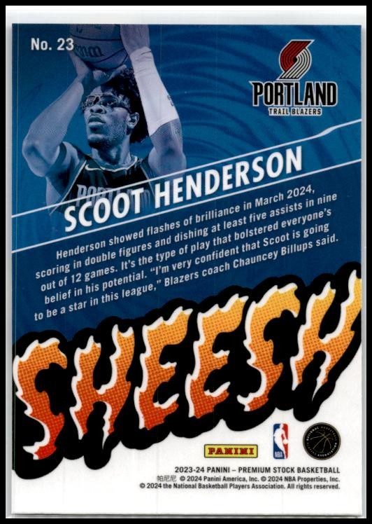 2023-24 Hoops Premium Stock Sheesh #23 Scoot Henderson Portland Trail Blazers