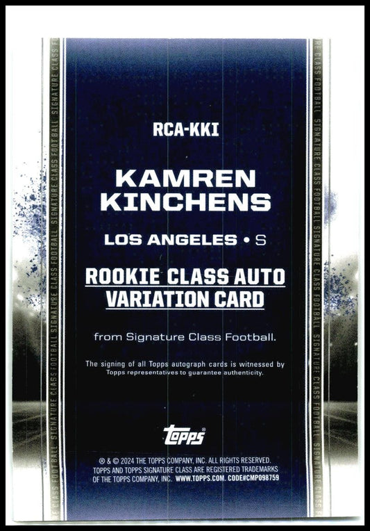 2024 Signature Class Rookie Class Auto Variation #RCA-KKI Kamren Kinchens Auto