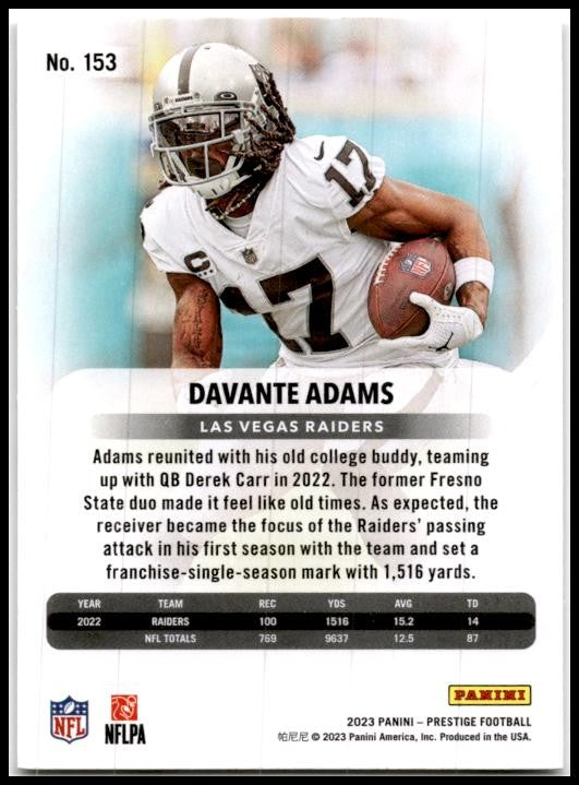 2023 Panini Prestige #153 Davante Adams Las Vegas Raiders