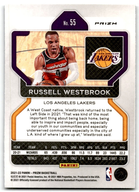 2021-22 Panini Prizm Ice Prizm Russell Westbrook Los Angeles Lakers #55