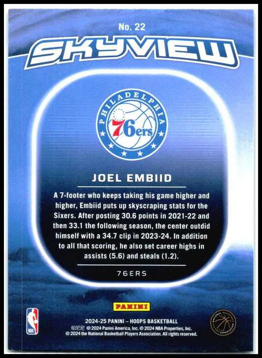 2024-25 Hoops Winter Skyview #22 Joel Embiid Philadelphia 76ers
