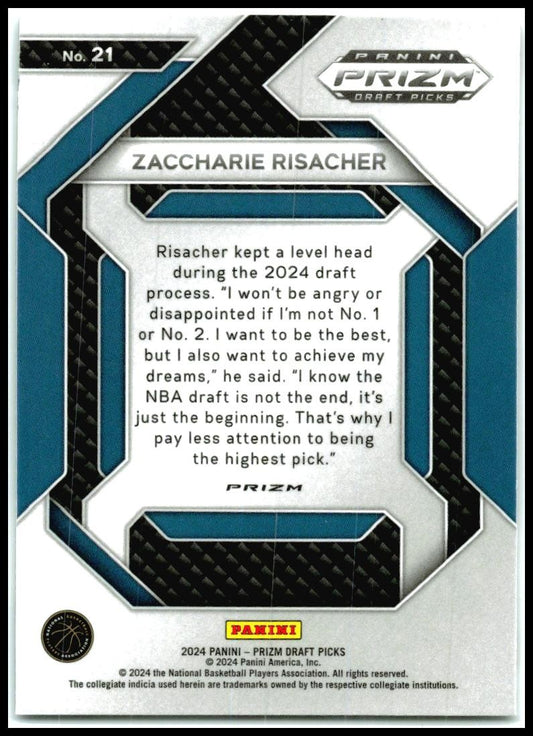 2024 Panini Prizm Draft Picks New Recruits Silver #21 Zaccharie Risacher
