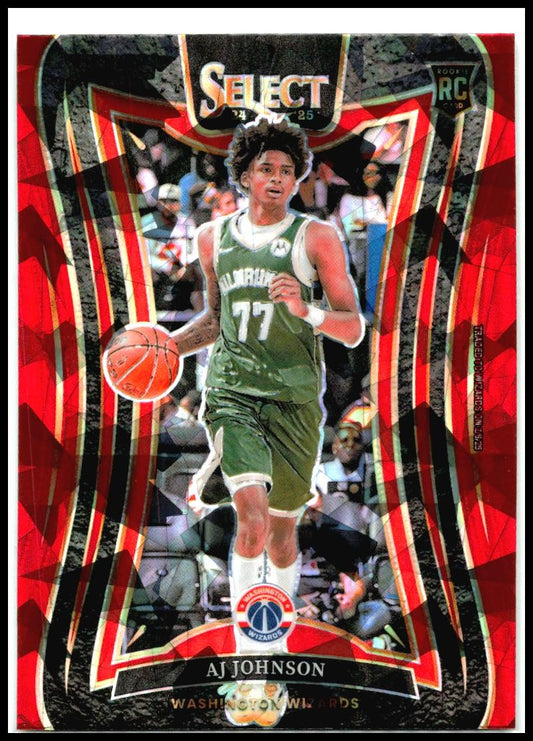 2024-25 Panini Select Red Cracked Ice Prizm #376 AJ Johnson Rookie Wizards