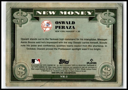 2023 Bowman Platinum New Money #NM-3 Oswald Peraza New York Yankees