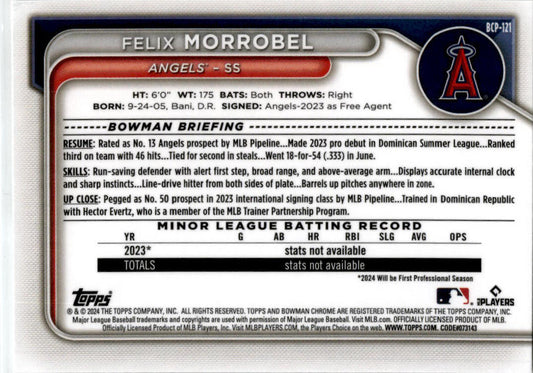 2024 Bowman #BCP-121 Felix Morrobel Angels