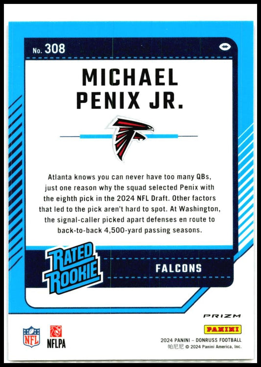 2024 Donruss Optic Rated Rookies Preview Red Wave #308 Michael Penix Jr. Rookie